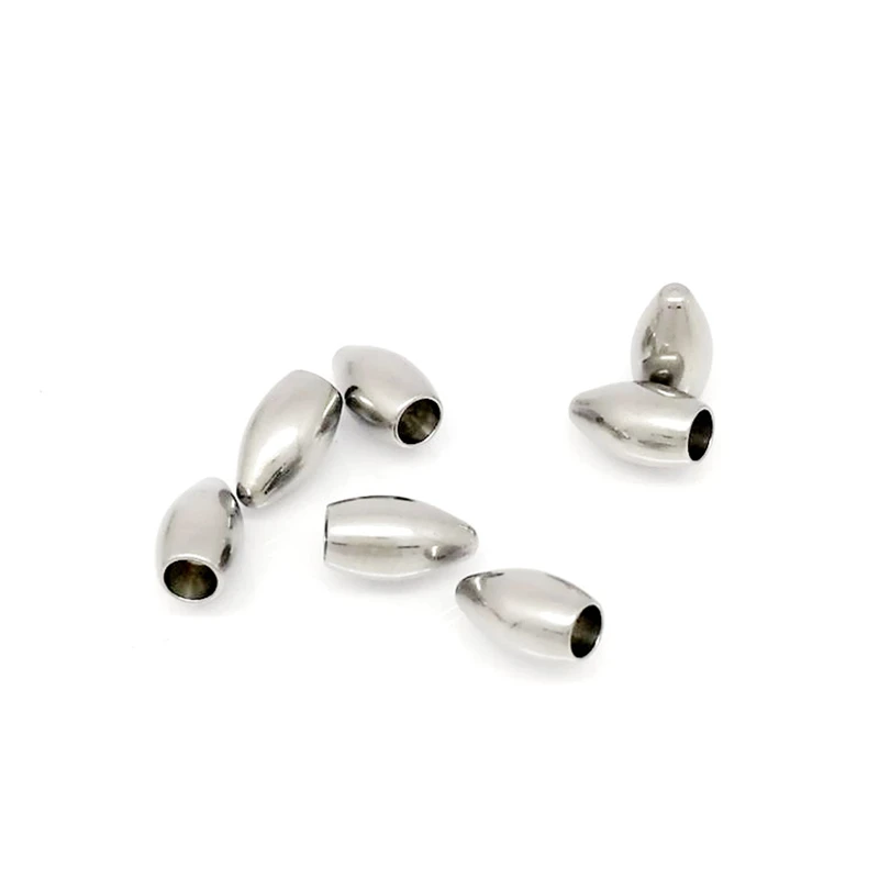 

20PCS/lot 3 Sizes Stainless Steel Round Cord Ends Ellipse Bead Caps For Jewelry DIY Making Findings