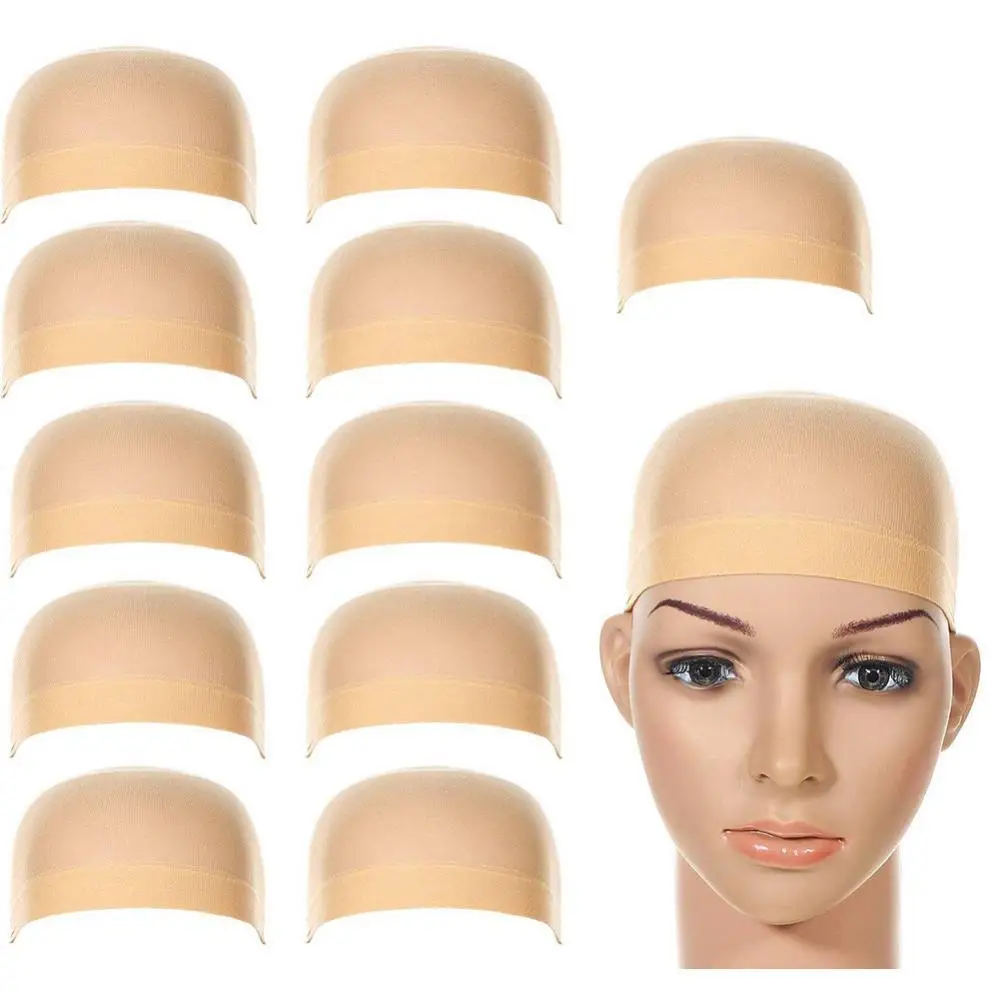 2/12Pcs High Quality Wig Cap Brown Stocking Cap To Christmas Cosplay Wig Caps Stocking Elastic Liner Mesh For Making Wigs