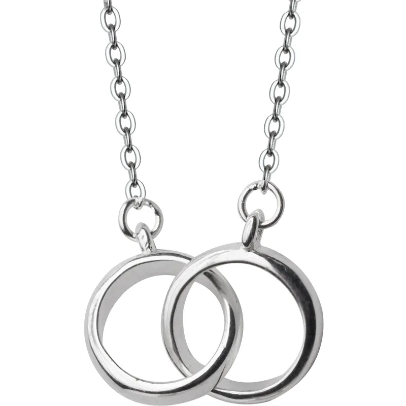 Женское Ожерелье из стерлингового серебра 925 пробы с двойным кольцом