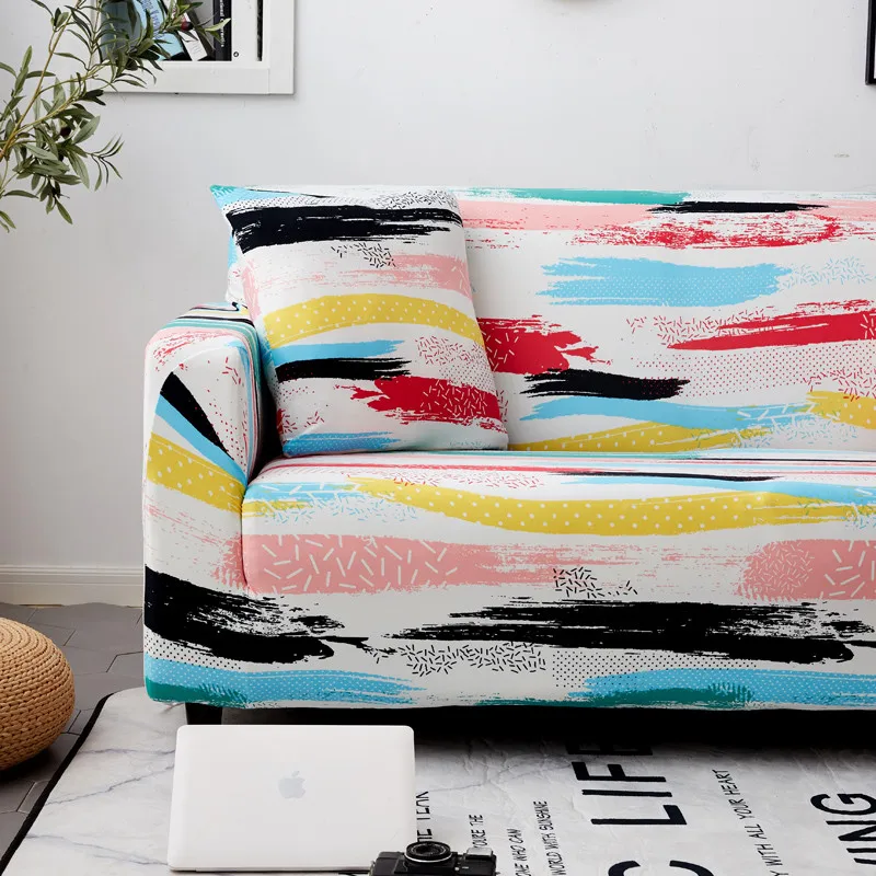 Эластичные разноцветные диванные чехлы покрывало стрейч для софы угловой формы