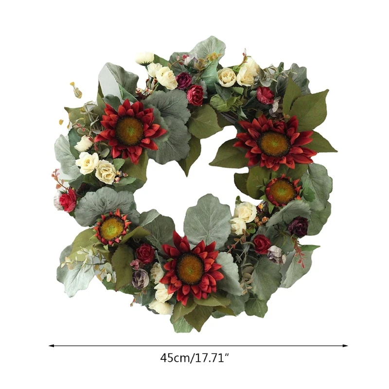 

17.72in Artificial Sunflower Wreath Front Door Flower Garland Wall Home Party Decorations Dropshipping