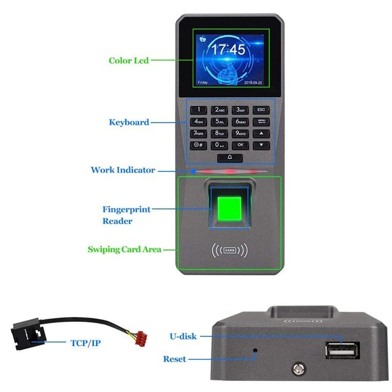 2.4Inch TCP/IP/USB Biometric RFID Keypad Fingerprint Access Control System Electronic Time Clock Attendance Machine |