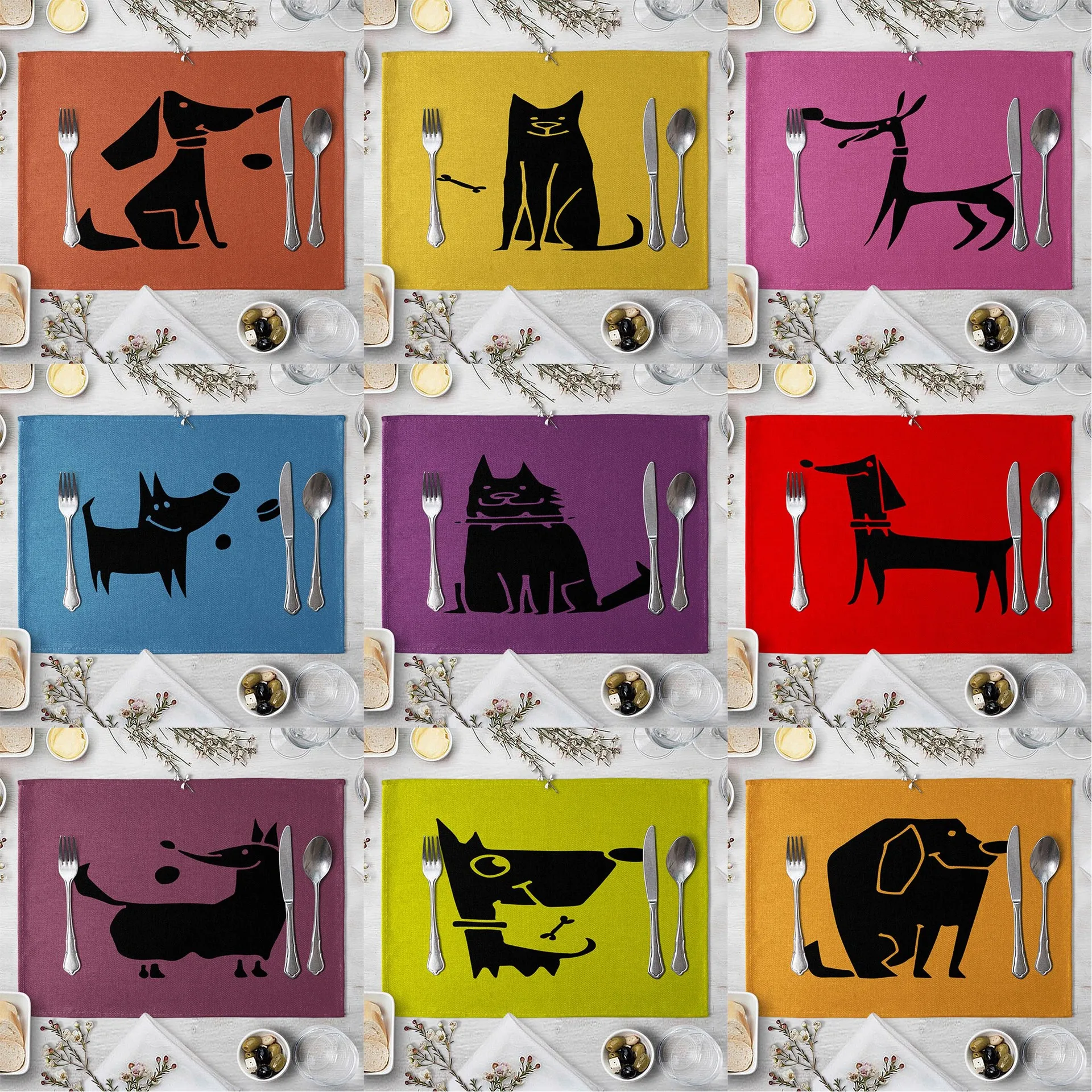 Мультфильм животных Настольный коврик Симпатичный кот собака шаблон для