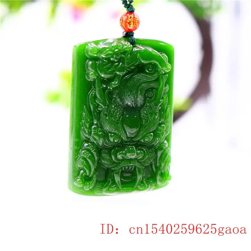 Ожерелье с зеленым нефритовым драконом для мужчин и женщин резной натуральный