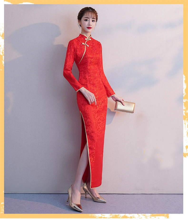 Сексуальное китайское платье Ципао женское длинное свадебное красное Cheongsam кружевное платье Восточный стиль платья традиционное вечернее платье