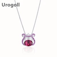 fashion pure 925 sterling silver necklaces clavicle harp zircon rose gold pendant necklaces chain jewelry accessory for women