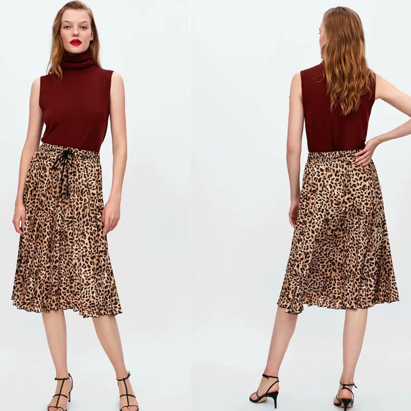 Beigerfail Faldas Plisadas Verano Panterka леопардовая юбка Falda Leopardo плиссированные юбки с высокой талией и животным принтом L71B