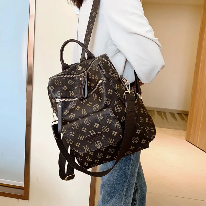 

12.5 Inch Women Brand Design Backpack,Pu Travel Bag,Fashion Print Schoolbag for Teenager