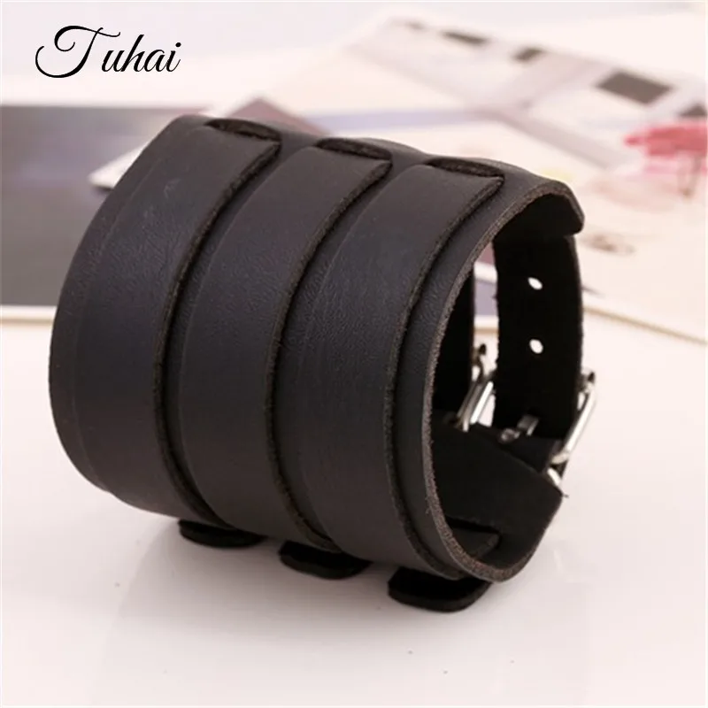Винтажный большой широкий кожаный браслет для мужчин винтажные браслеты