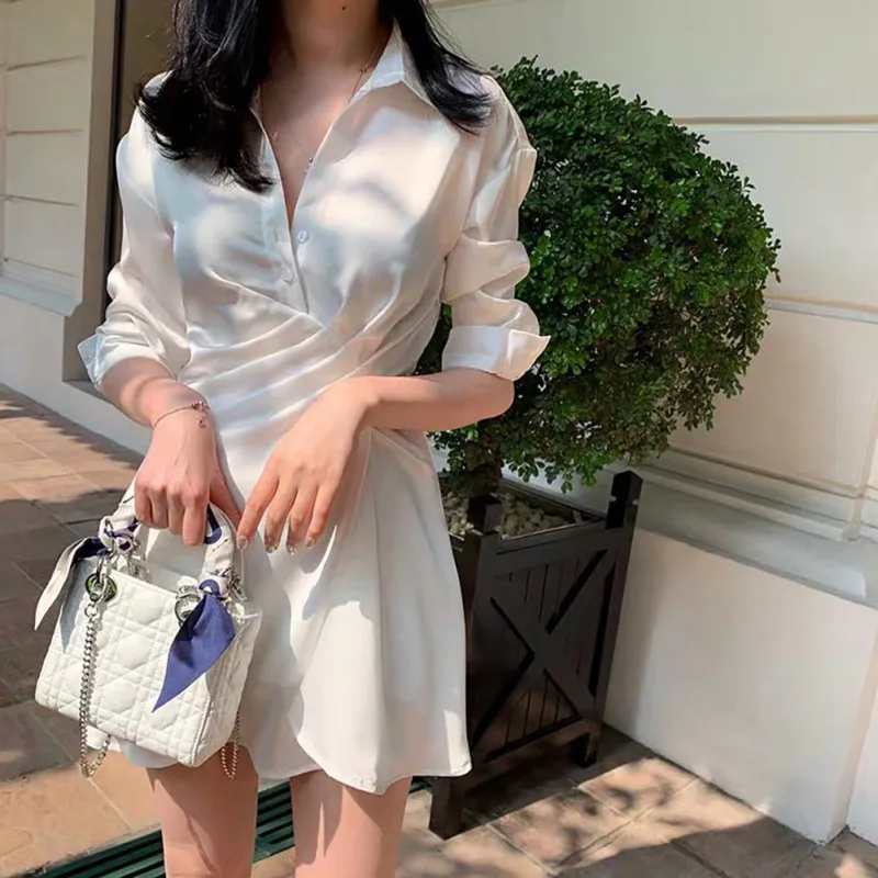 2020 женское летнее платье с высокой талией Сексуальное Тонкое Платье лацканами