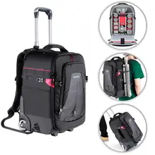 Neewer Rolling Camera Backpack Trolley Case - Anti-shock Detachable Padded Compartment, Hidden Pull Bar, Durable, Waterproof