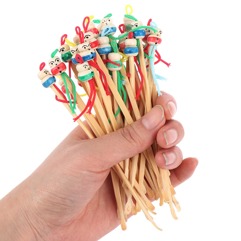 10 шт./лот Мультяшные милые мини кукольные ушные медиаторы деревянные бамбуковые