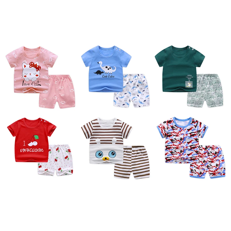 

Children Summer Boys Girls Pullover Clothes Set Cartoon Kids Boy T-shit+Pants Suit Boys Cotton Clothing Cute Clothes Hot Sale