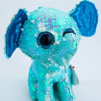 15cm new ty beanie boos big eyes sequin reversible blue elephant plushie cute doll decor toys boys girls child birthday gift