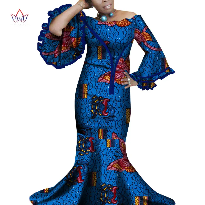 African Dresses For Women Vintage Dashiki Long Maxi prom Robe Bazin Riche Traditional African Style Full Sleeve Clothing WY3726
