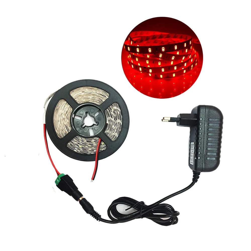 RGB Светодиодная лента 5 м 300 светодиодный s светодиодная лента световой полосы 12 В 2A Fiexble свет рождественский Настольный Декор лампа для ТВ фоновое освещение - Испускаемый цвет: Красный