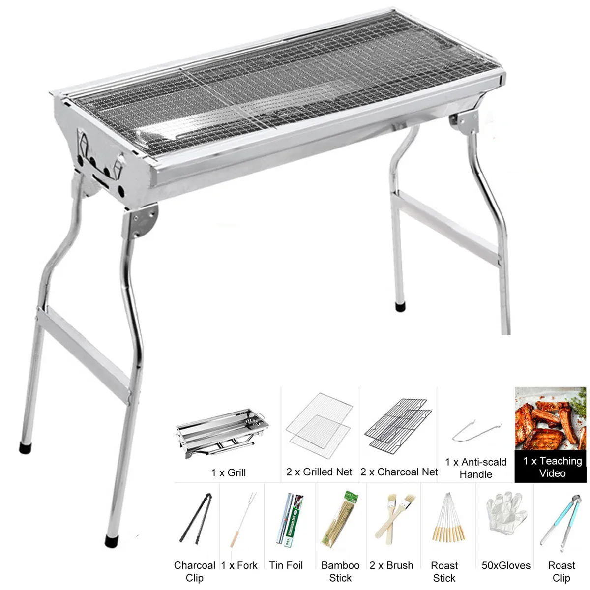 Гриль для барбекю на древесном угле портативный гриль из нержавеющей стали