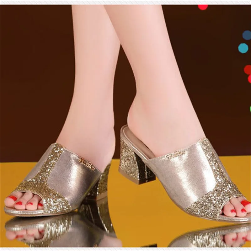 Шикарные кружевные женские летние шлепанцы туфли-лодочки на каблуке 5 см