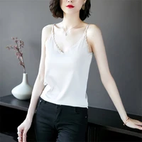 women lace camisole silk surface summer slim sexy base top pullover loose wear girls elegant bottoming shirt all match trend