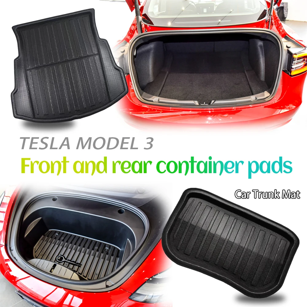 

Водонепроницаемые передние и задние накладки из ТПЭ для Tesla Model 3, коврик для багажника, напольный коврик для багажа, водонепроницаемый коври...