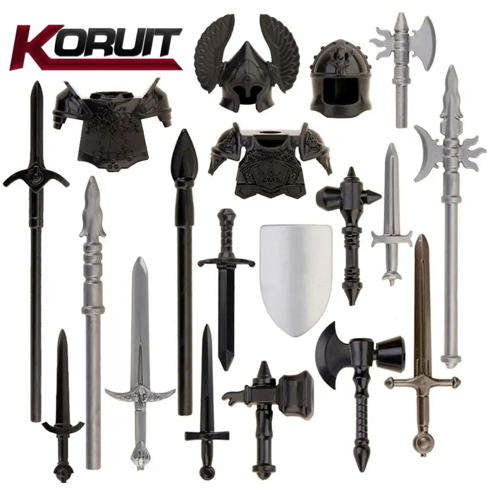 Средневековые времена военное оружие меч копья пистолет солдат для 4 см мини
