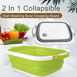 Складное ведро для мытья посуды, разделочная доска, складная раковина, туристическая рыбалка, походная мойка автомобиля, складное ведро, уборка на открытом воздухе - изображение