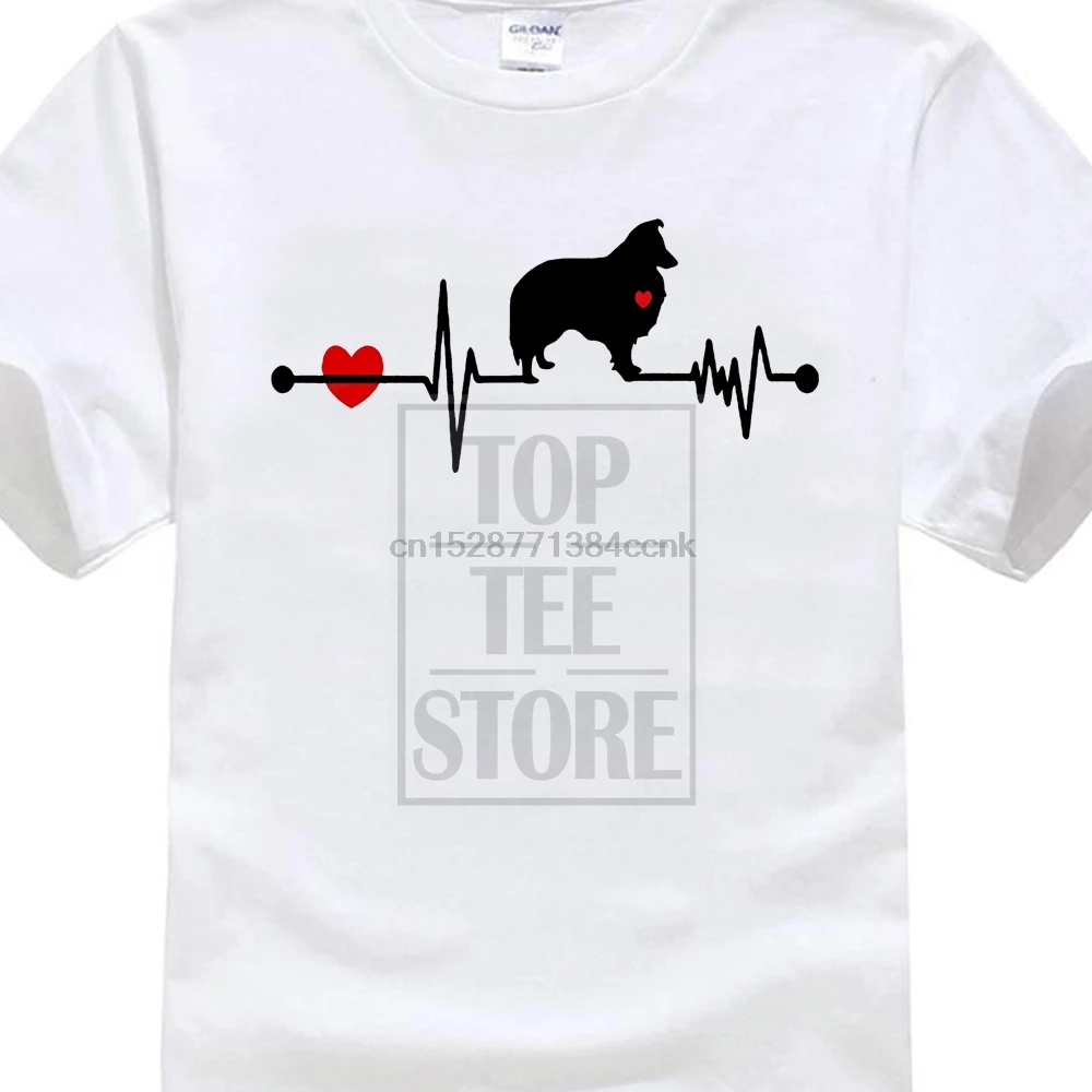 Байкерские футболки шелти собака порода Футболка с принтом сердцебиения