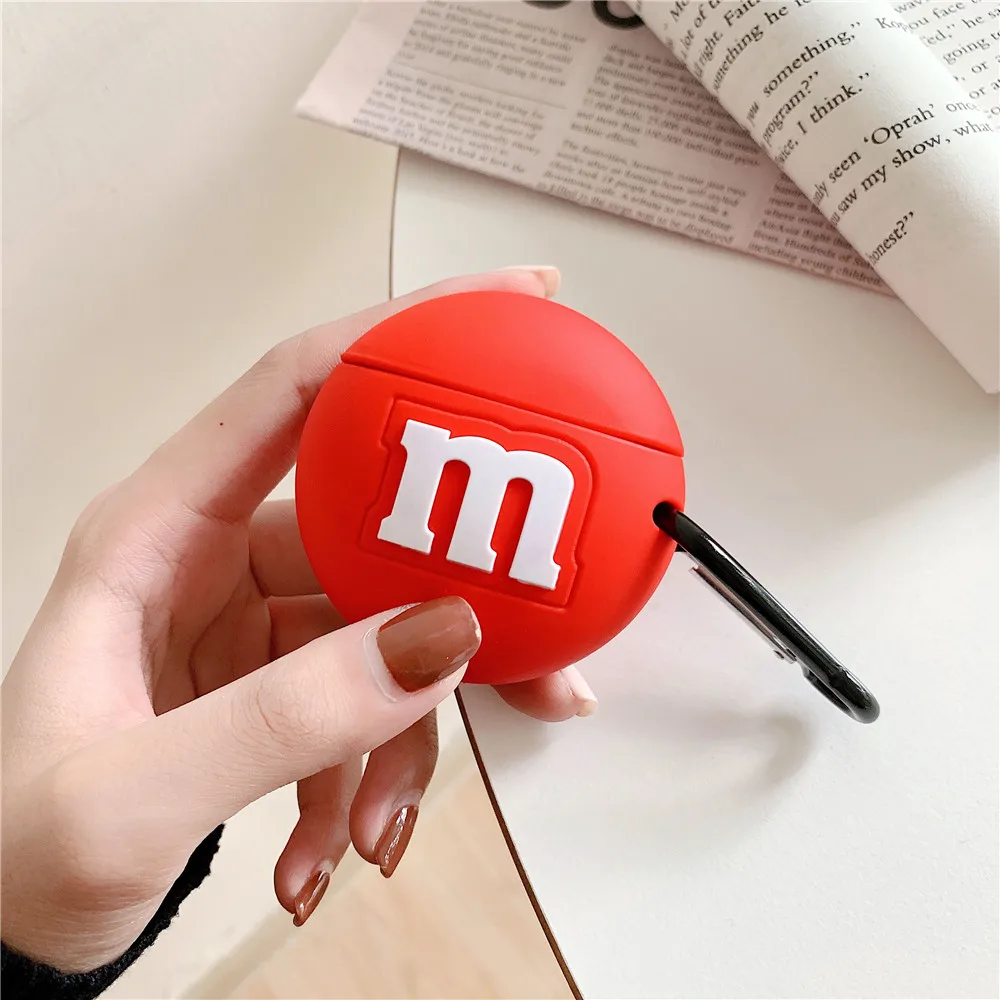 Силиконовый чехол M & m в виде Шоколадных Бобов для Apple Airpods 1 2 милый Уникальный