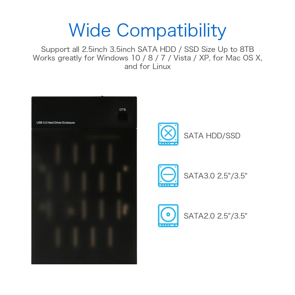 USB 3 0 2 5 &quot3 5&quot SSD HDD диск чехол SATA жесткий внешний корпус Поддержка UASP 8 ТБ