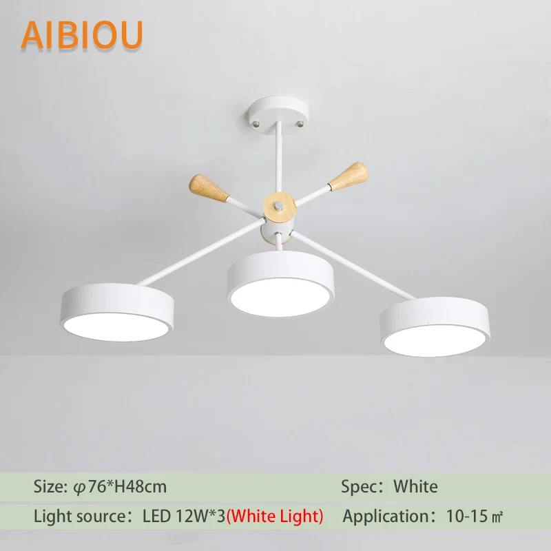 White -WHITE LED AIBIOU светодиодный светильник с зеленым круглым абажуром для гостиной, современные люстры для спальни, белые и серые лампы - Цвет абажура: White -WHITE LED