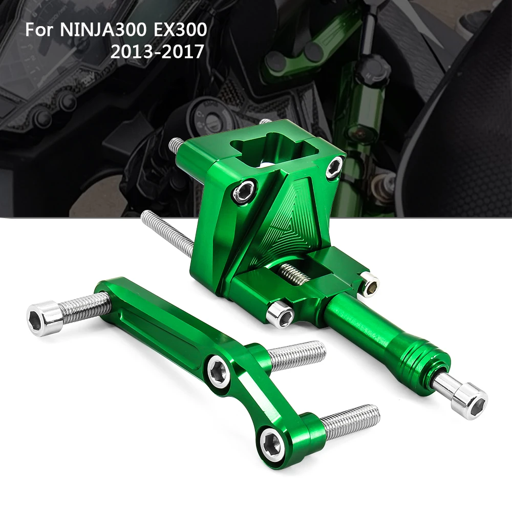 

For Kawasaki Ninja 300 NINJA300 EX300 2013-2017 2014 2015 CNC Steering Damper Stabilizer and Titanium Bracket Mounting