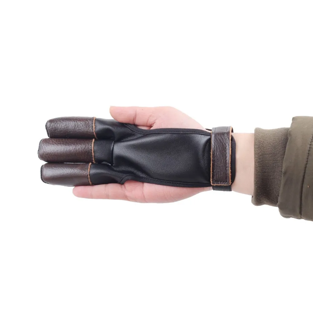 

3 FingersCowhide Finger Gloves Three-finger Hand Protection Label Gear Protective Gloves Outdoor Archery Bow Gloves Hunting Acce