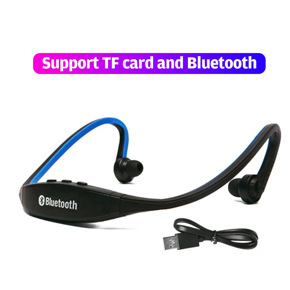 S9 Bluetooth наушники беспроводные Спортивные Bluetooth наушники Поддержка TF/SD карты микрофон для iPhone huawei XiaoMi телефон - Цвет: Bluetooth TF Blue