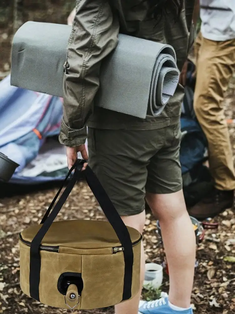 

12 inch Multifunctional Portable Dutch Oven Canvas Storage Pouch Storage Bags Cooking Utensils Organizer for Outdoor Activities
