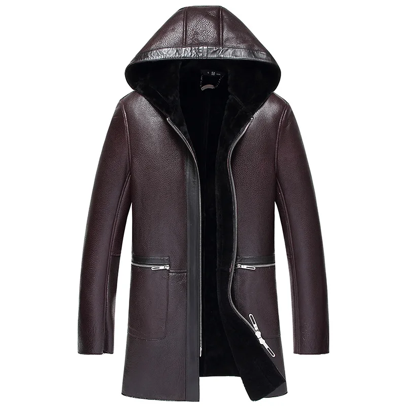 2019 зимняя куртка из натуральной кожи мужские шерстяные пальто высшего качества