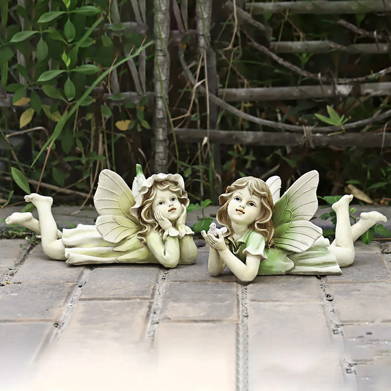 

1 Pair of European Creative Sculpture Outdoor Resin Crafts Garden Garden Ornaments Garden Decoration Flower Fairy Fairy Garden