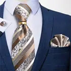 DiBanGu дизайнерский мужской галстук полосатый цветочный Пейсли Шелковый галстук Карманный квадратный запонки шейный галстук кольцо комплект Свадебный деловой