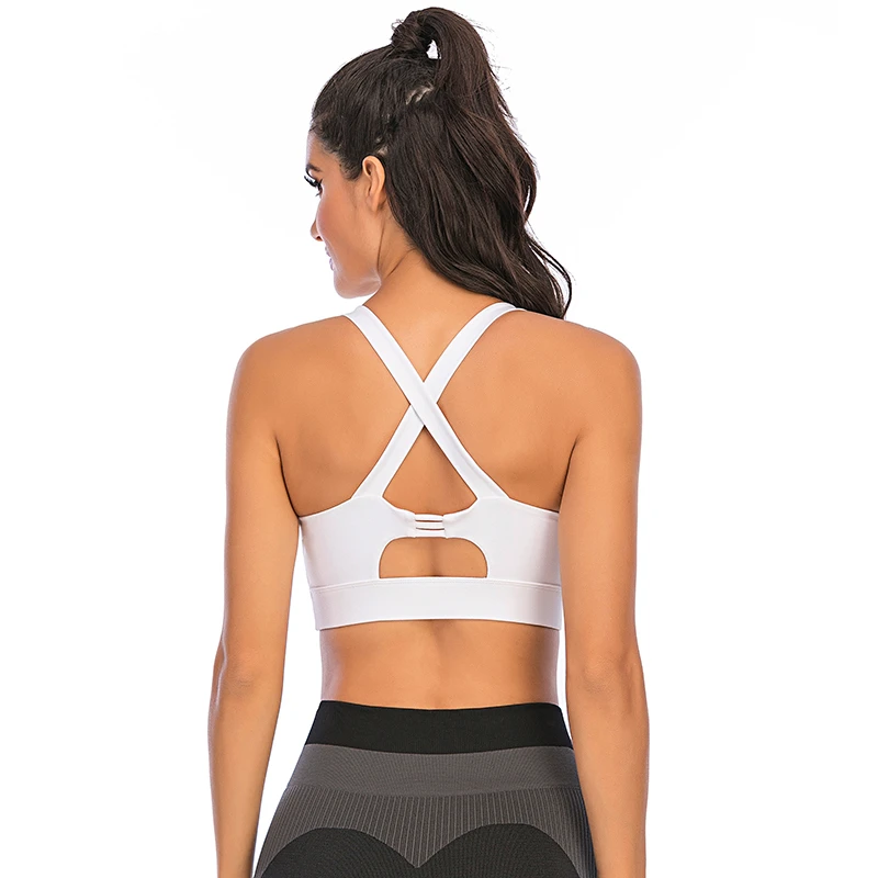 

Спортивный бюстгальтер для фитнеса, для женщин, для активного отдыха, для бега, с перекрестной спинкой, однотонный топ для йоги, для бега, Femme ...