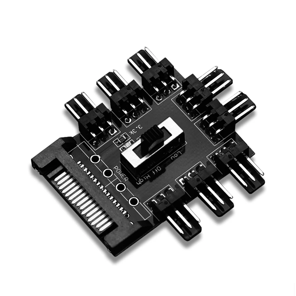 

Чехол для компьютера 8-канальный, контроллер температуры PWM для компьютера, с 3 уровнями скорости, модификация SATA, 4 контакта, 3 контакта