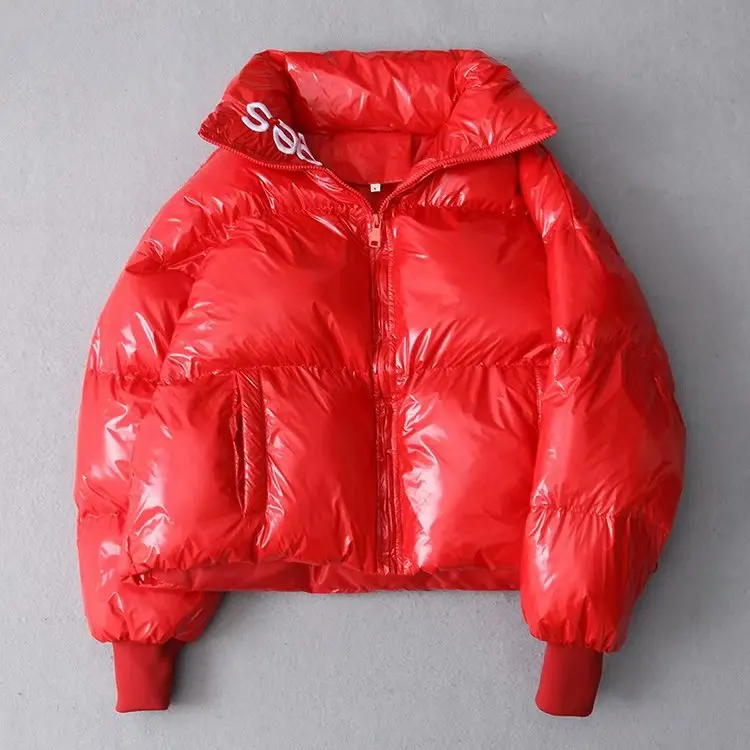 

Letter Embroidery Stand Collar Short Parka Women Winter 2019 Coats Fashion Warm Thick Winter Jacket for Women Outerwear Overcoat