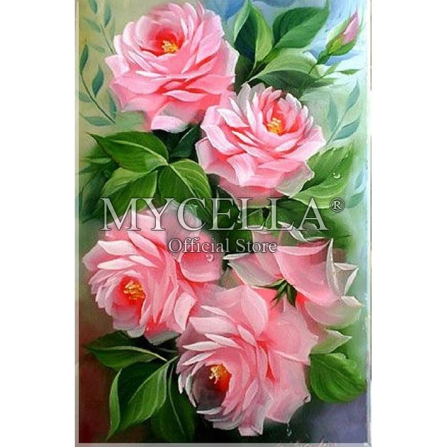 

Алмазная вышивка 5D "сделай сам", стразы, картина из круглых страз, розовый, розы Бриллиантовая мозаика, цветок пиона, декоративно-прикладное ...