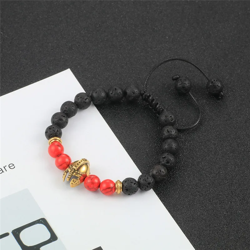 Натуральный браслет из Красного камня шлем гладиатора крест слон бусины