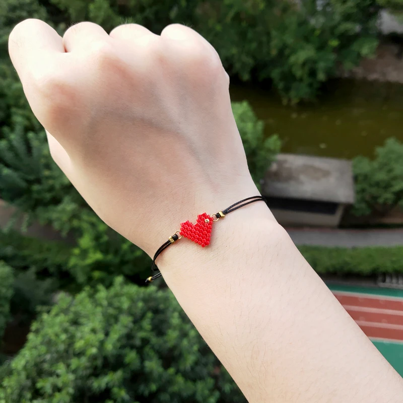 FAIRYWOO милый браслет в форме сердца женские модные ювелирные изделия Миюки бисер