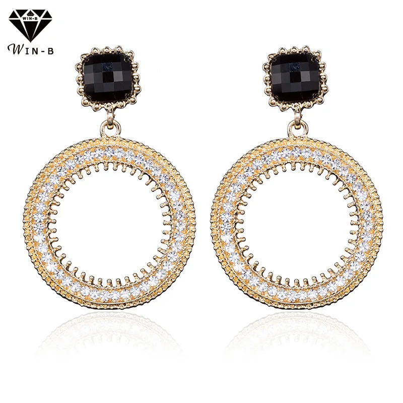 WIN B 2019 Корея Готический стиль большой купе Круг Кристалл Золото Aretes 3A циркон