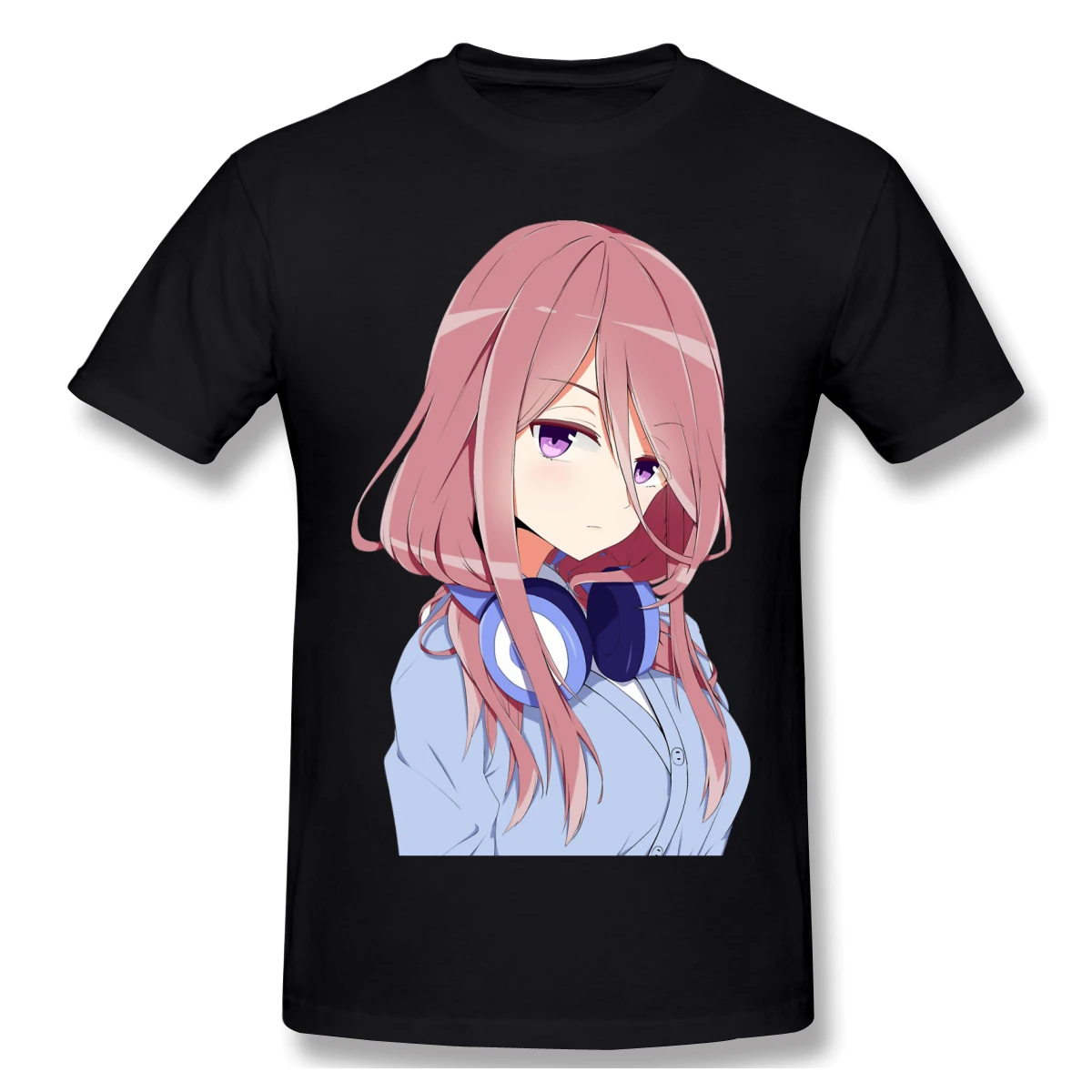 

Miku Nakano T-Shirt Men Birthday Gifts Short Sleeves Funny Tees O Neck 100% Cotton The Quintessential Quintuplets japanese anime