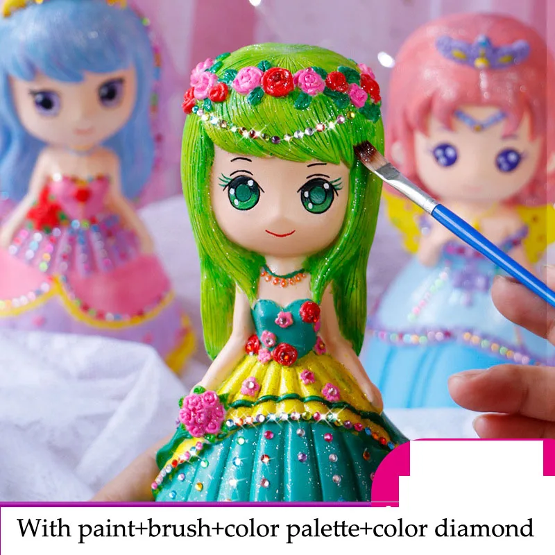 

Vinyl Doll Montessori Puzzle DIY Handmade Painted White Embryo Graffiti Piggy Bank Crafts Kids Making Children's Toys Girl