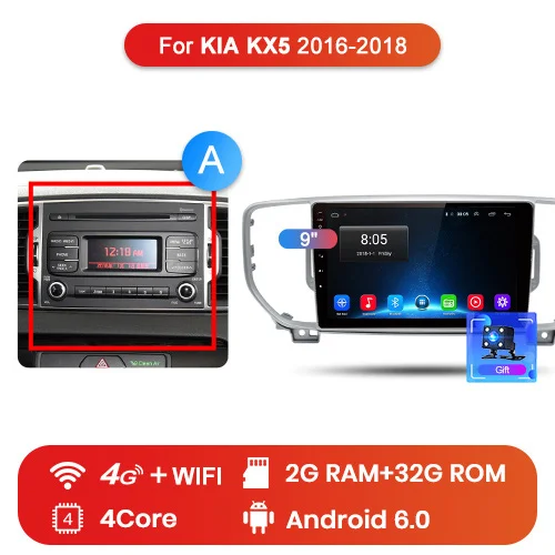 4G (2GB 32GB) A Junsun V1 2 ГБ+ 32 ГБ, Android 9,0 DSP автомобильный радио мультимедиа плеер gps навигатор для KIA Sportage 4 аудио 2Din dvd - Цвет: 4G (2GB 32GB) A
