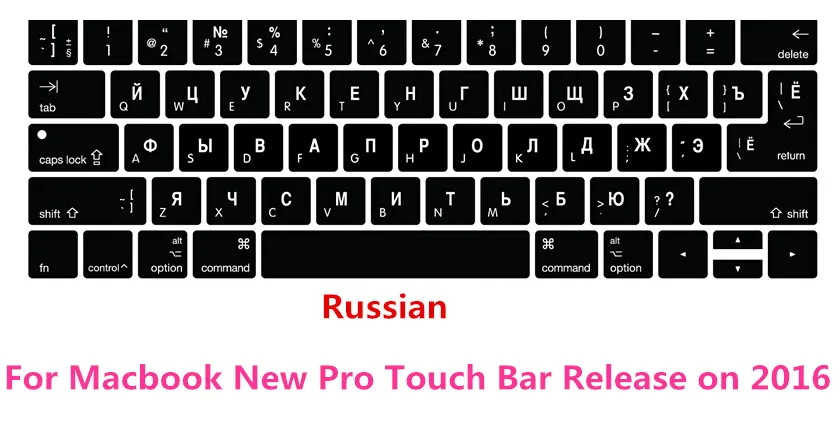 HRH силиконовый арабский Colemak Dvorak французский Иврит Клавиатура чехол для Macbook2017 Pro 1" A1706 A2159 15" A1707 сенсорная панель - Цвет: Russian