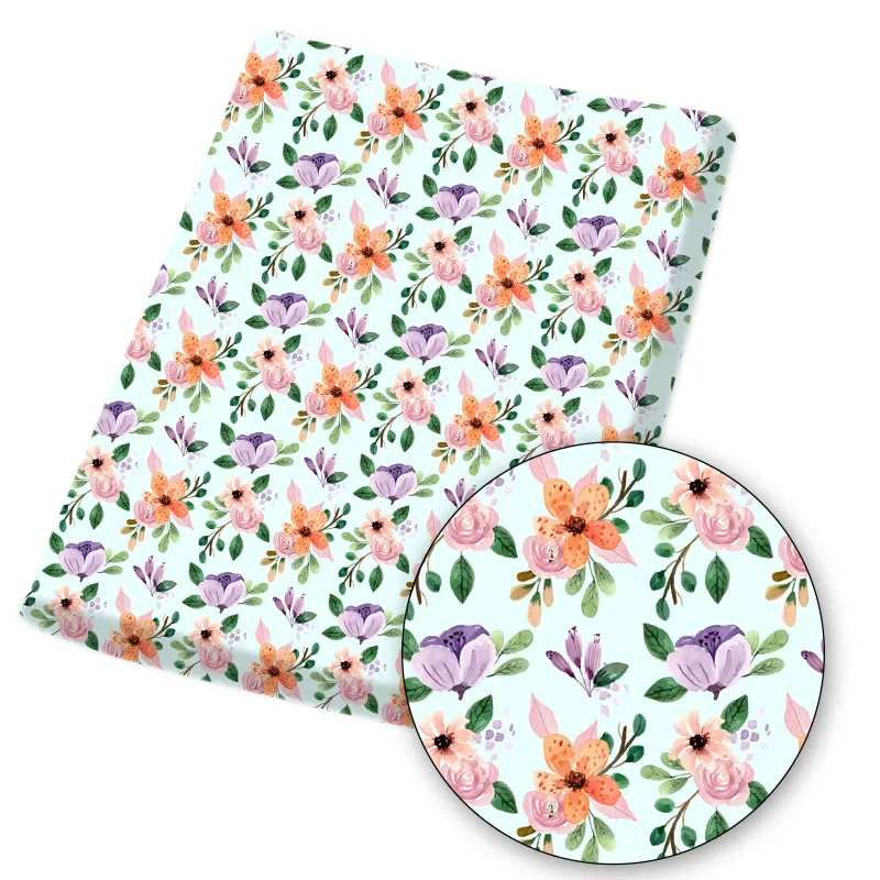 1 шт. тканевые листы с принтом цветных цветов и листьев 45x145 см|Ткань| |