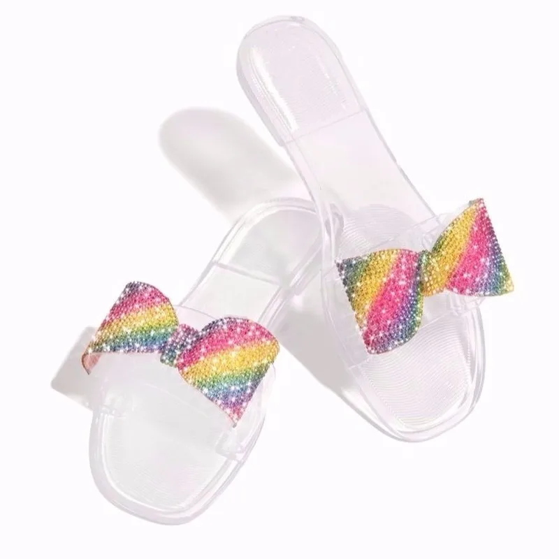 

Luxury Shiny Rhinestone Women Slippers Pvc Transparent Jelly Shoes Trend Outdoor Slides Beach Modern Fashion Shoes Ladies Female